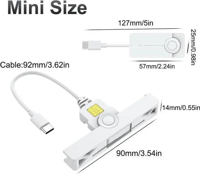 Alt view image 7 of 7 - USB Smartfold Type C CAC Reader, USB C DOD Military USB Common Access CAC Smart Card Reader and ID CAC Card Reader,Compatible with Mac Os, Windows,Linux(Mini Foldable and Portable Type C) New