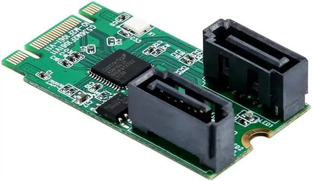 Alt view image 5 of 5 - Aomoproing NGFF PCIe B+M key to 2 Port SATA 3.0 RAID Card M.2 to dual SATA 6Gbps Adapter RAID0 RAID1 with 7Pin SATA cable ASM1061R