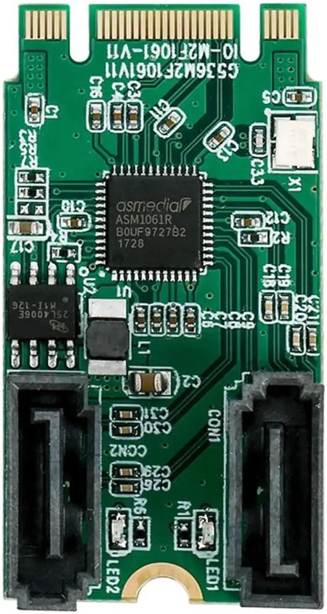 Alt view image 4 of 5 - Aomoproing NGFF PCIe B+M key to 2 Port SATA 3.0 RAID Card M.2 to dual SATA 6Gbps Adapter RAID0 RAID1 with 7Pin SATA cable ASM1061R
