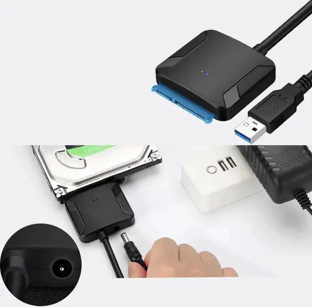 Alt view image 5 of 5 - Aomoproing 3.0 to SATA Adapter Converter for 3.5 Inch HDD 2.5 Inch SSD Hard Disk with 12V 2A AC DC Power Adapter Support 2TB 4TB HDD