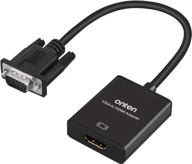 Main image of Aomoproing ONTEN VGA to HDMI, 1080P VGA to HDMI Adapter (Male to Female) for Computer, Desktop, Laptop, PC, Monitor, Projector, HDTV with Audio Cable and USB Cable (Black)