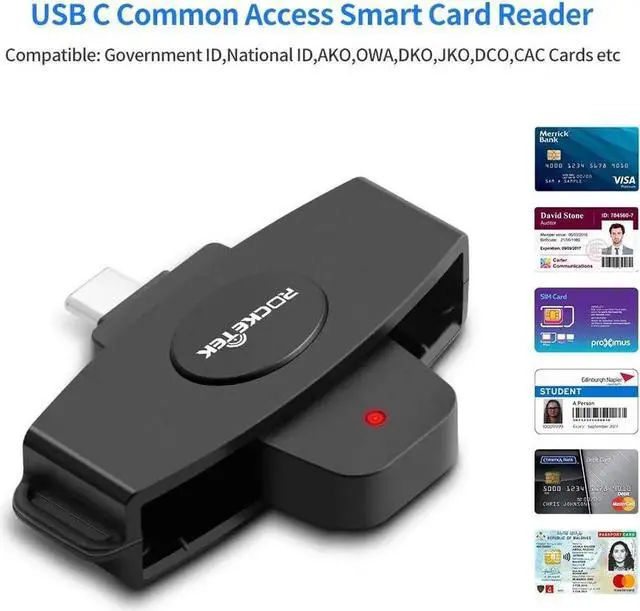 Alt view image 2 of 6 - Aomoproing USB C DOD Military USB Common Access CAC Smart Card Reader and SIM Card Reader ID CAC Card Reader,Compatible with Mac Os, Windows,Linux