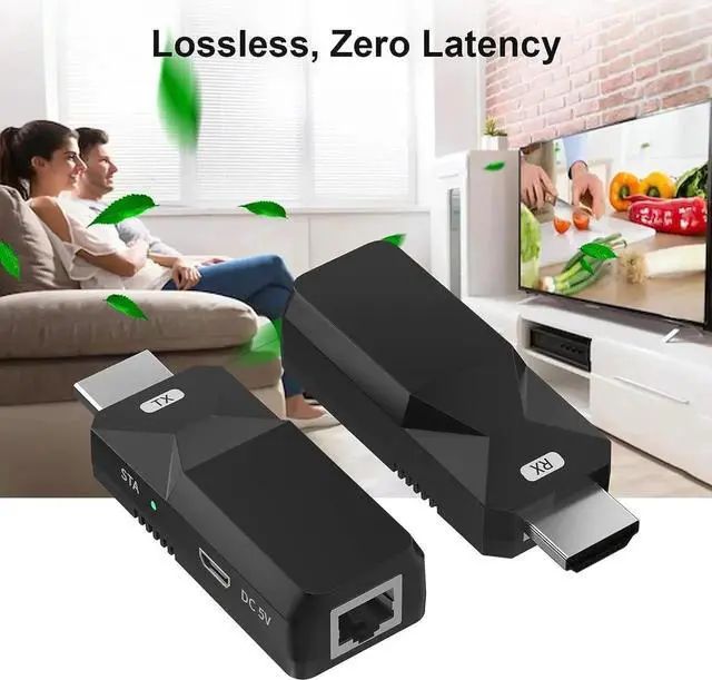 Alt view image 2 of 7 - Aomoproing HDMI Extender, Use Cat5e/6 Ethernet Cable Extend Audio and Video 1080P Signal up to 165 Feet with Lossless Transmission