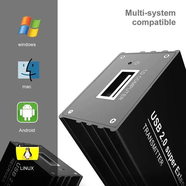 Alt view image 2 of 6 - SZBJ USB Extender Over RJ45 Cat5E/6 up to 230ft Ethernet Cable Extender with Power Adapter with 4 USB2.0 Output - Full USB 2.0 Support for Keyboard, DongleMouse, Webcam, and All Operating System 104