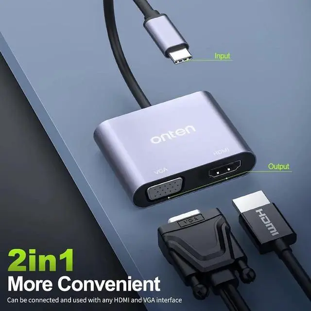 Alt view image 4 of 6 - Aomoproing ONTEN USB C to HDMI VGA Adapter (2-in-1)