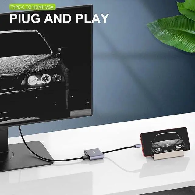 Alt view image 3 of 6 - Aomoproing ONTEN USB C to HDMI VGA Adapter (2-in-1)
