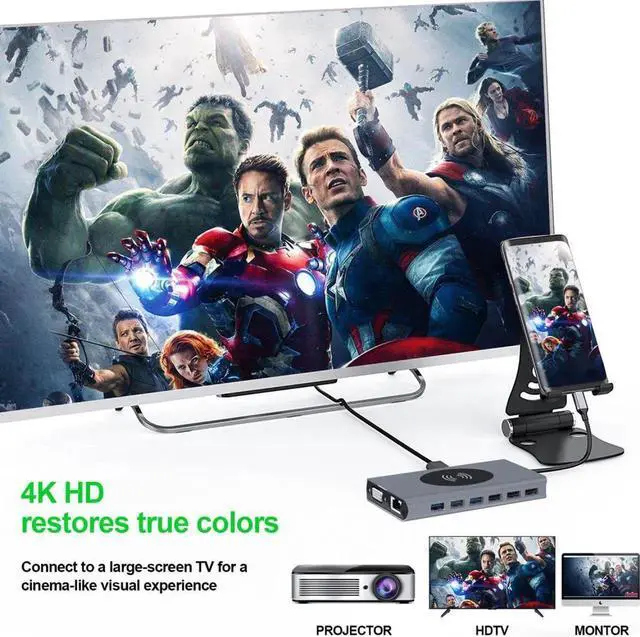 Alt view image 3 of 6 - Aomoproing Usb c hub tipo c para multi usb 3.0 hub hdmi-compatível adaptador vga doca para macbook pro huawei companheiro 30 USB-C 3.1 divisor