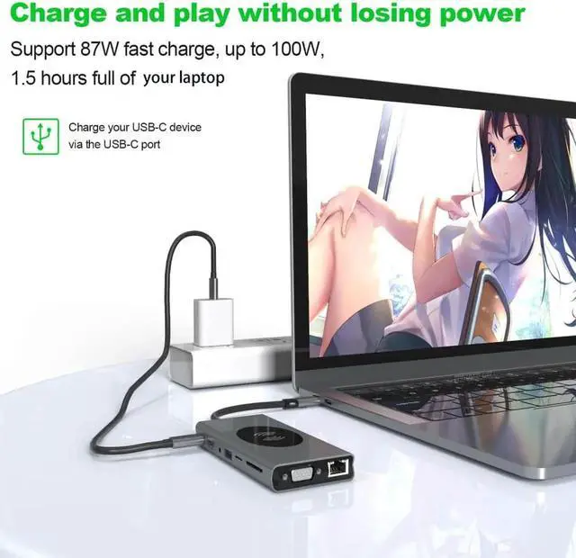Alt view image 5 of 6 - Aomoproing Usb c hub tipo c para multi usb 3.0 hub hdmi-compatível adaptador vga doca para macbook pro huawei companheiro 30 USB-C 3.1 divisor