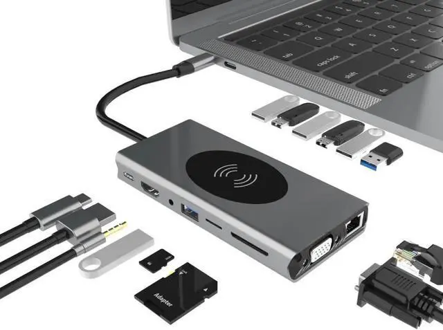 Main image of Aomoproing Usb c hub tipo c para multi usb 3.0 hub hdmi-compatível adaptador vga doca para macbook pro huawei companheiro 30 USB-C 3.1 divisor