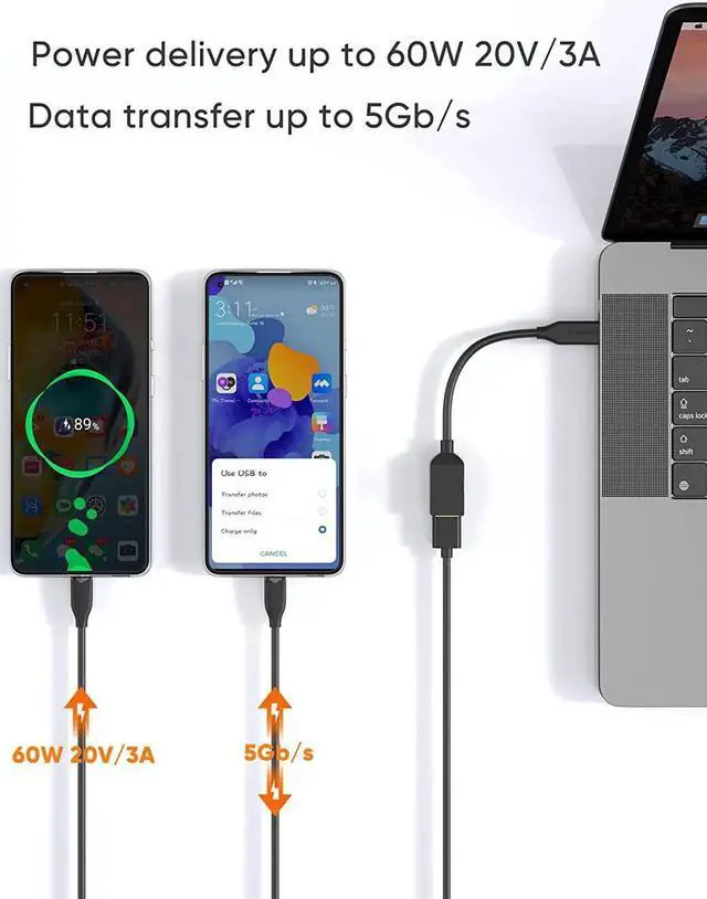Alt view image 2 of 7 - Aomoproing USB-C to USB 3.0 Female Adapter, 0.5 ft CableCreation (Gen1) USB3.1 Type C to Type A Adapter OTG Cord, Compatible MacBook Pro, Galaxy S8, S9 etc,Black