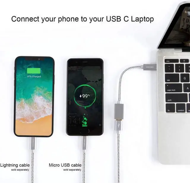 Alt view image 2 of 7 - USB3.1 USB Female to USB C Adapter 0.5 FT CableCreation USB C to USB A Female Adapter Cable OTG 5Gbps Data Female USB A to C Male for MacBook Pro Air XPS 13 15 S21 S20 S10 etc, 0.15m Space Gray