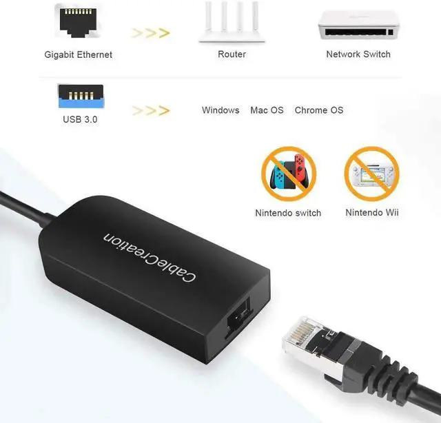 Alt view image 3 of 7 - 2.5G Ethernet to USB Adapter, CableCreation USB 3.0 Gigabit LAN Dongle,Wired Network to USB Convertor, Latest Internet rj45 to USB Adapter, for MacBook Windows 10,8.1, macOS X 10.6-10.15, Black