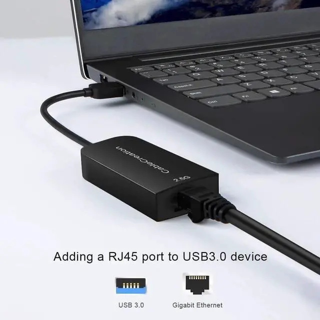 Alt view image 7 of 7 - 2.5G Ethernet to USB Adapter, CableCreation USB 3.0 Gigabit LAN Dongle,Wired Network to USB Convertor, Latest Internet rj45 to USB Adapter, for MacBook Windows 10,8.1, macOS X 10.6-10.15, Black