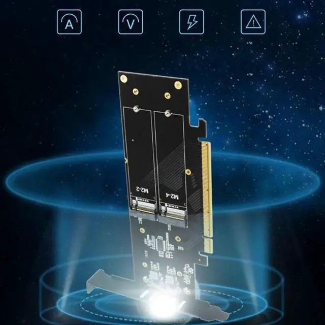 Alt view image 2 of 6 - Aomoproing M.2 X16 to 4X NVME PCIE3.0 GEN3 RAID Card PCI-E VROC CARD RAID NVMEx4 Adapter