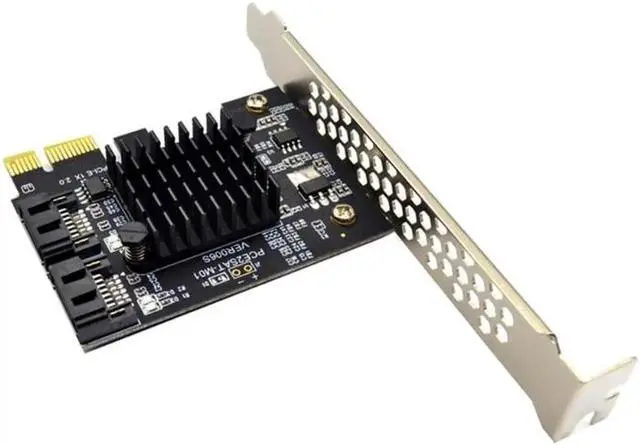 Alt view image 4 of 6 - Aomoproing PCIE to SATA Expansion Card ASM1061 Chip PCI Express X1 to 2 Port SATA 3.0 6Gb Adapter Controller PCI-E SATA Card