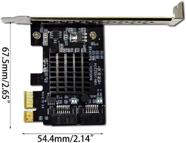 Alt view image 3 of 6 - Aomoproing PCIE to SATA Expansion Card ASM1061 Chip PCI Express X1 to 2 Port SATA 3.0 6Gb Adapter Controller PCI-E SATA Card