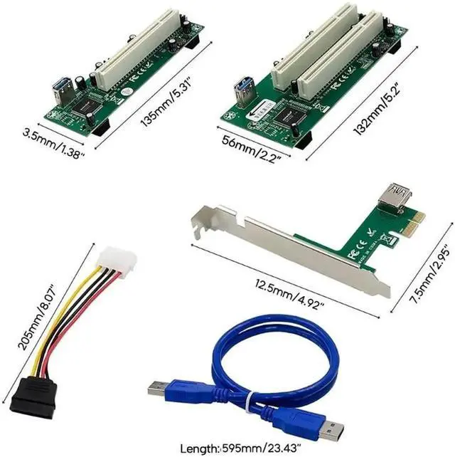 Alt view image 4 of 6 - Aomoproing PCI-Express To PCI Adapter Card Pcie To Pci Slot Expansion Card with 15 Pin SATA Power Cable Connector For PC(as shown)