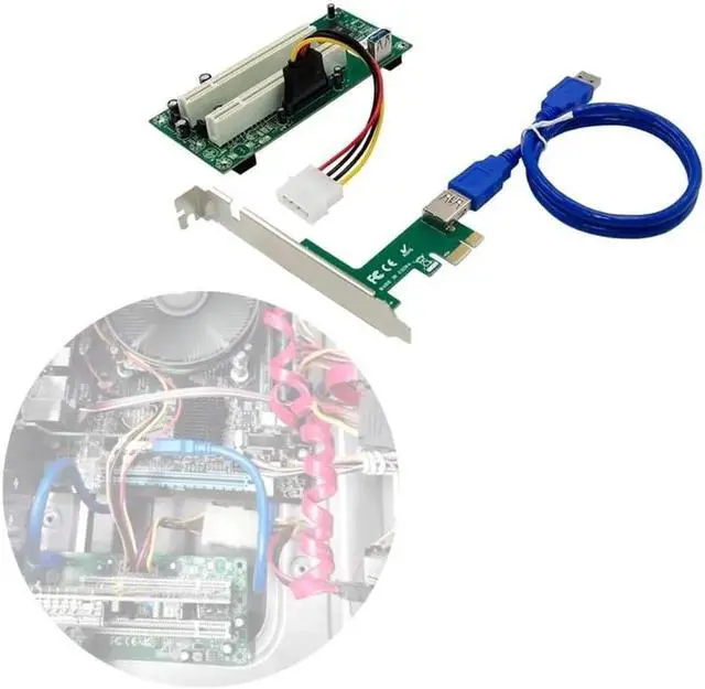 Alt view image 2 of 6 - Aomoproing PCI-Express To PCI Adapter Card Pcie To Pci Slot Expansion Card with 15 Pin SATA Power Cable Connector For PC(as shown)