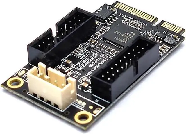 Alt view image 2 of 6 - Aomoproing Mini PCIe to Dual 19-Pin Front Panel Extension Card Mini PCIE to USB3.0 Front PIN Head 19PIN Small 4-Pin/Sata Connector(SATA)
