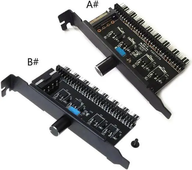 Alt view image 4 of 6 - Aomoproing PC 8 Channels Fan Hub Cooling Fan Speed Controller for CPU Case HDD VGA PWM Fan PCI Bracket Power By 12V SATA/4Pin Fan Control