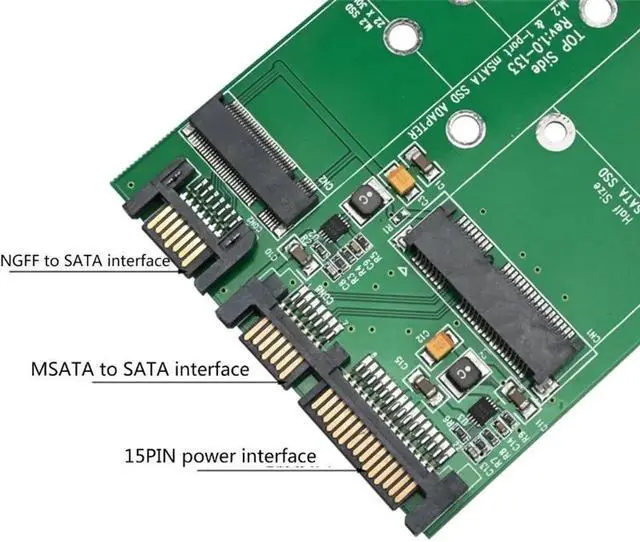 Alt view image 6 of 6 - Aomoproing M.2 NGFF Msata SSD to Sata 3.0 2.5" Adapter M.2 SSD Converter Riser Card for PC Laptop Add On Card up to 6Gdps