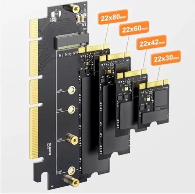 Alt view image 3 of 6 - Aomoproing PCIE 4.0 x16 to for M.2 NVME SSD Adapter Card for M.2 NVME to PCIE X16 Expansion Card 64Gbps Support 2230 2242 2260 228