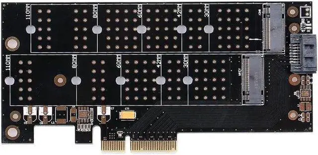 Alt view image 2 of 6 - Aomoproing NVMe Protocol Adapter Card PCI-E X4 Port to M.2(PCI-E) SSD Converter SATA Port to M.2(SATA) SSD Adapter Card