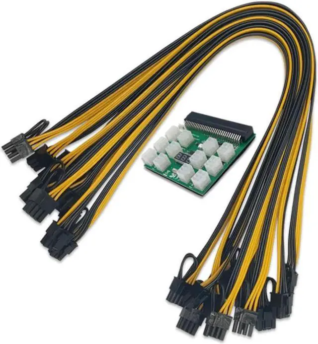 Main image of Aomoproing 12pcs PCIE 12V Power Supply Adaptor 6Pin to 8Pin 18AWG Power Cable Breakout Board 750W 1200W PSU
