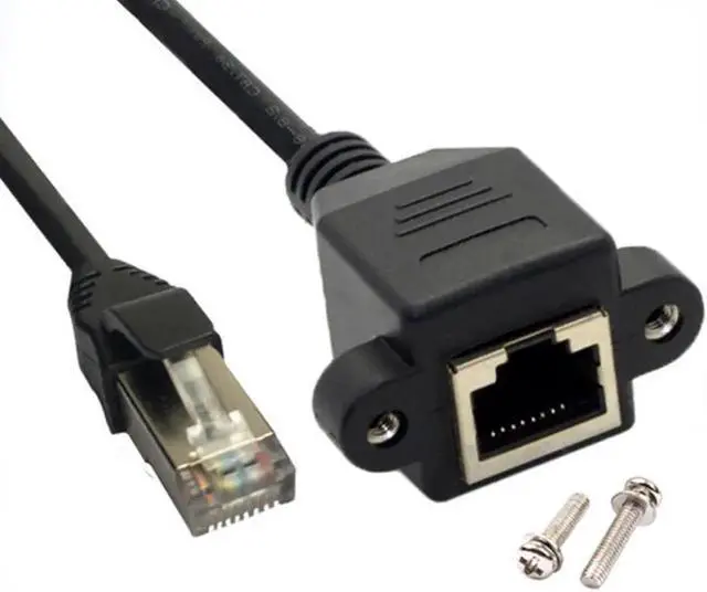Main image of Aomoproing 8P8C FTP STP UTP RJ45 Cable Male To Female 100M/1000M Speed Cat5 Cat6e Screw Panel Mount Ethernet LAN Network Extension Cable(50cm)