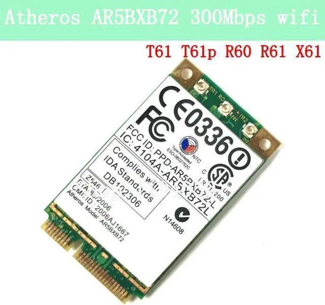 Alt view image 6 of 6 - Aomoproing Atheros AR5BXB72 Ar5008 AR5418 802.11a/b/g/n 300M PCI-e Card IBM T60 R60 R61 T61 X61 T61P WIFI CARD WLAN