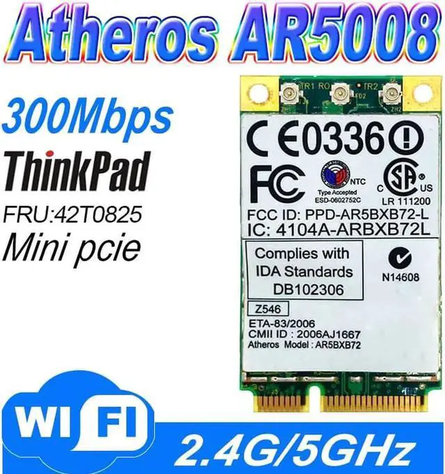 Alt view image 2 of 6 - Aomoproing Atheros AR5BXB72 Ar5008 AR5418 802.11a/b/g/n 300M PCI-e Card IBM T60 R60 R61 T61 X61 T61P WIFI CARD WLAN