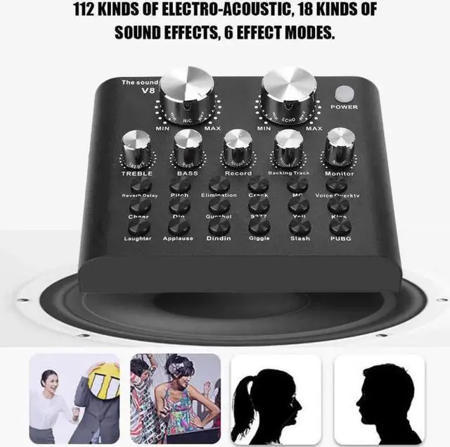 Alt view image 4 of 5 - Aomoproing Interface V8 Usb Sound Card Microphone Webcast Live Sound Card External Usb Bluetooth Function For Phone PC Dropship