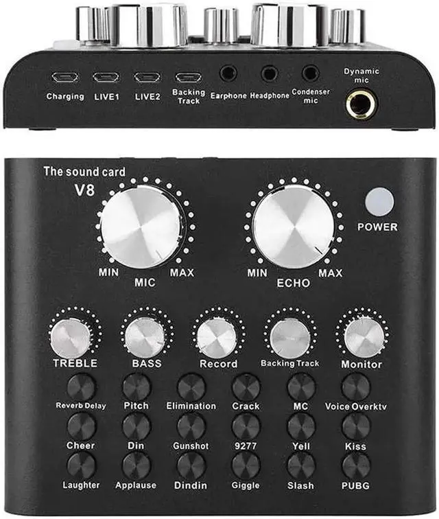 Main image of Aomoproing Interface V8 Usb Sound Card Microphone Webcast Live Sound Card External Usb Bluetooth Function For Phone PC Dropship