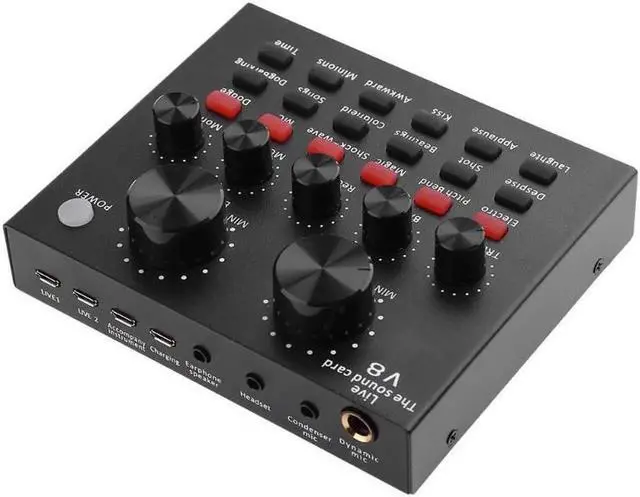 Alt view image 3 of 5 - Aomoproing Audio USB Headset Microphone Webcast Live Sound Card for Youtuber 18 Sound Effects 6 Modes Sound Card for Phone Computer