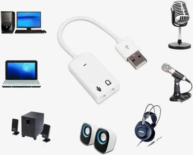 Alt view image 6 of 6 - Aomoproing White 3D 2.0 Virtual 7.1 Channel External USB Audio Sound Card Adapter Sound Cards For Laptop PC Mac With Cable