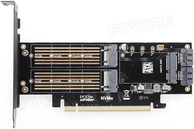 Alt view image 5 of 5 - Aomoproing to m2 adapter M.2 NVMe AHCI NGFF B M key mSATA 3 in 1 SSD adaper PCI express X16 to m.2 converter card