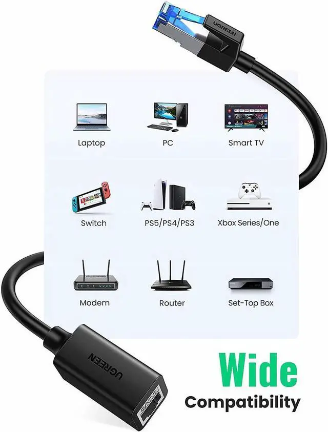 Alt view image 4 of 7 - Aomoproing Ethernet Extender Cable Cat 8 Extension Network Cable 40 Gbps 2000MHz RJ45 Network Patch Cord Double Shielding Male to Female Connector Compatible for Router PC Laptop Modem 3FT