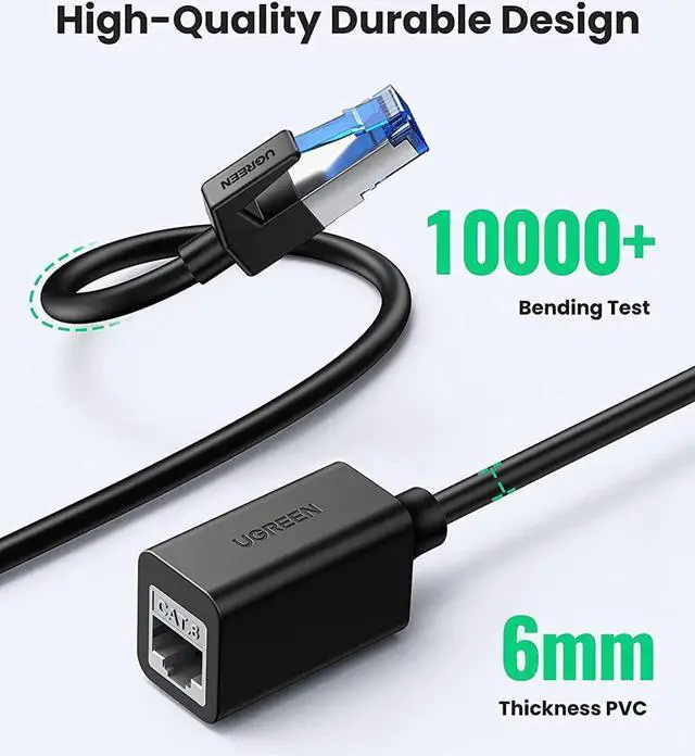 Alt view image 3 of 7 - Aomoproing Ethernet Extender Cable Cat 8 Extension Network Cable 40 Gbps 2000MHz RJ45 Network Patch Cord Double Shielding Male to Female Connector Compatible for Router PC Laptop Modem 3FT