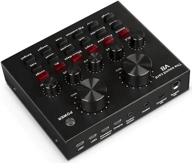 Alt view image 2 of 5 - Aomoproing Sound Card Audio Set Interface External USB Live Microphone Sound Card Function for PC Mobile Phone Sing