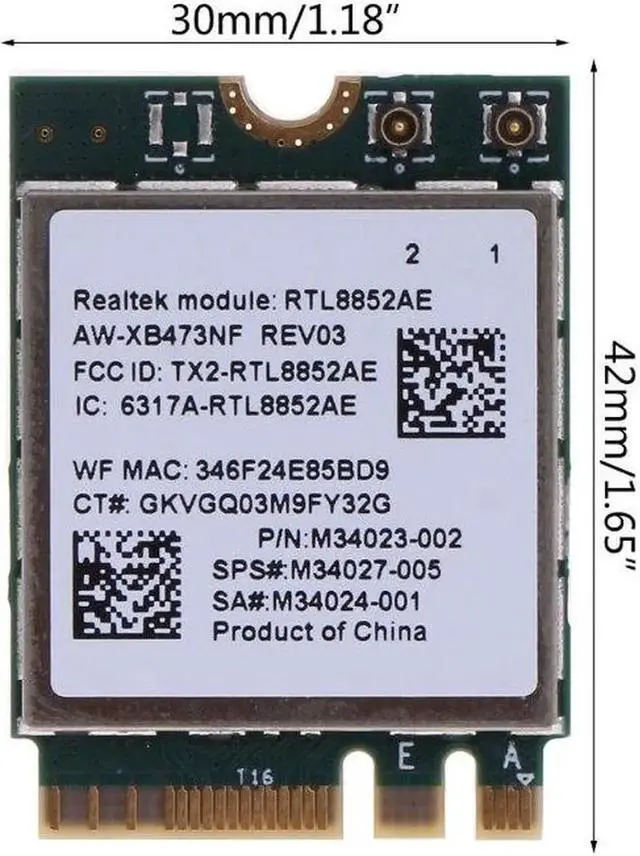 Alt view image 3 of 6 - Aomoproing RTL8852AE Wi-Fi 6 Combo Card 802.11ax .2 5G Wifi Wireless Wlan Card BT 5.2 Dropship