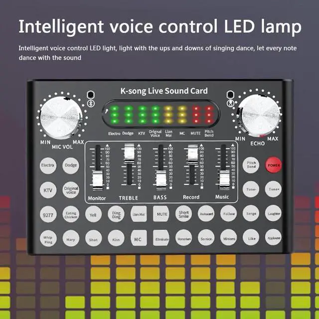 Alt view image 2 of 7 - Aomoproing Usb Sound Card 12 Sound Pattern Audio Microphone Webcast Live External Usb Sound Card Bluetooth Function Audio Interface