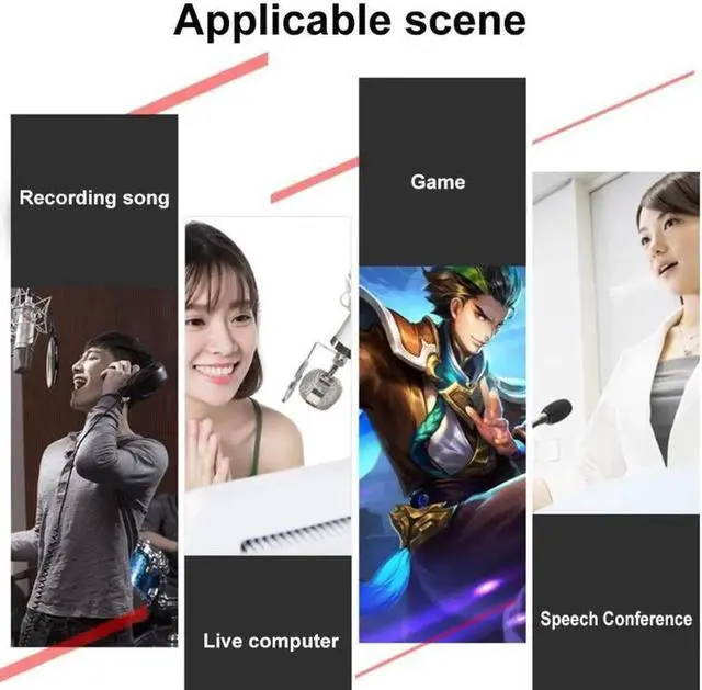 Alt view image 4 of 5 - Aomoproing Audio USB Headset Microphone Webcast Live Sound Card for Youtuber 18 Sound Effects 6 Modes Sound Card for Phone Computer