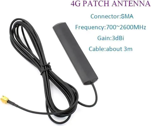 Alt view image 4 of 4 - Aomoproing 4G GSM Antenna 700-2600MHz Glued Strip Patch SMA Male Connector Aerial 3-Meter Length Adhesive Cable for Car Vehicle