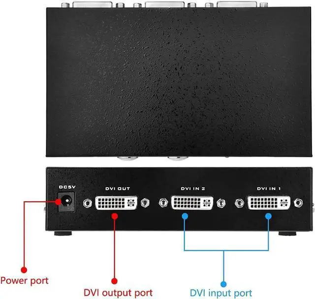 Alt view image 4 of 7 - Aomoproing Iseebiz DVI Switch Box, 2 in 1 Out DVI Selector for PC Laptop DVR Projector HDTV DVI Port Devices, Support 1920x1440, 165Mhz Bandwidth