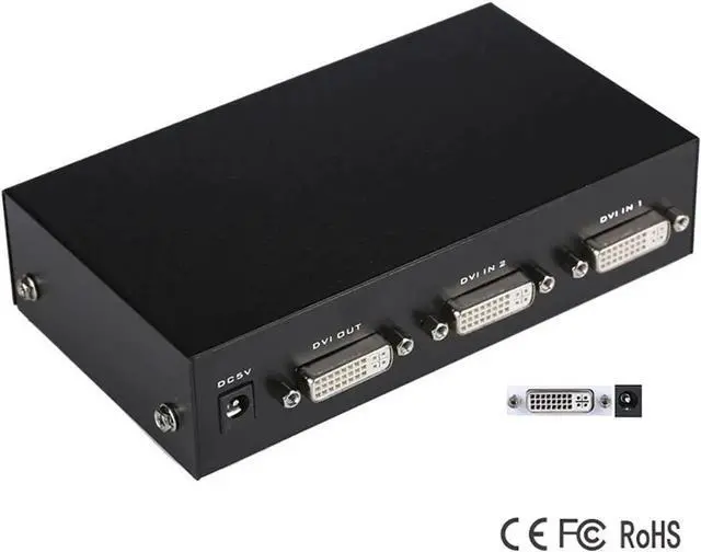 Main image of Aomoproing Iseebiz DVI Switch Box, 2 in 1 Out DVI Selector for PC Laptop DVR Projector HDTV DVI Port Devices, Support 1920x1440, 165Mhz Bandwidth