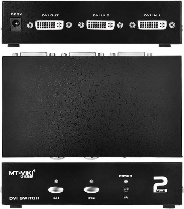 Alt view image 7 of 7 - Aomoproing Iseebiz DVI Switch Box, 2 in 1 Out DVI Selector for PC Laptop DVR Projector HDTV DVI Port Devices, Support 1920x1440, 165Mhz Bandwidth