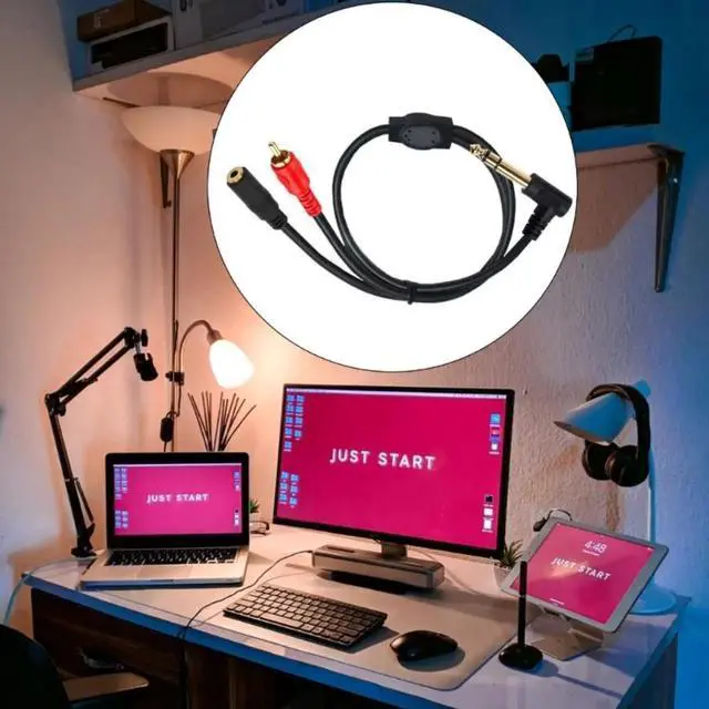 Alt view image 3 of 4 - Aomoproing 90Degree Headphone Microphone Jack TRS Stereo Plug Cable 3.5mm 1/8" Female