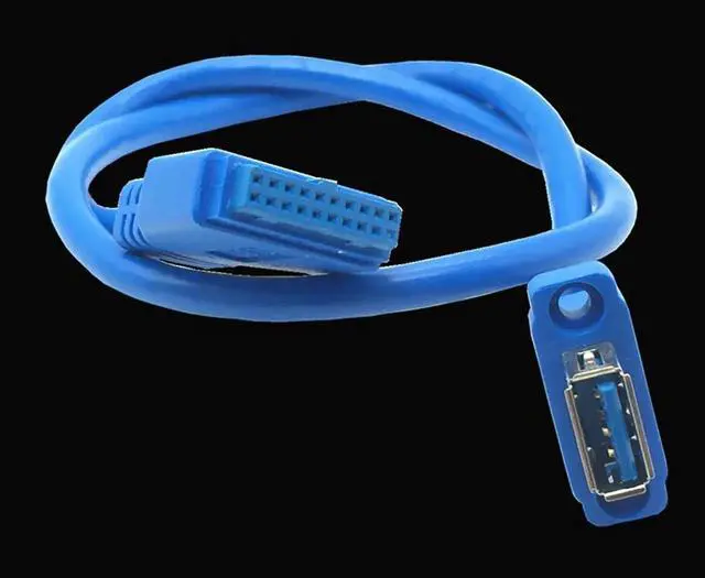 Alt view image 2 of 4 - Aomoproing Câble USB carte mère 20 broches vers USB 3.0 femelle, câble de données avec montage sur panneau à vis et blindage tressé 50cm