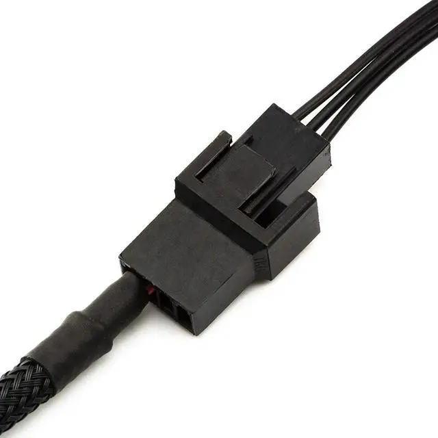 Alt view image 2 of 5 - Aomoproing CRJ Full Speed 12V Voltage Step-Up USB to Dual 3-Pin and 4-Pin PC Fan Sleeved Power Adapter Cable