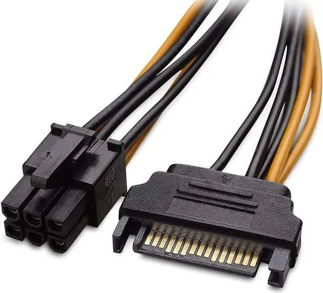 Alt view image 6 of 7 - Aomoproing 6 Pin PCIe to SATA 15 Pin Power Cable, 15-Pin SATA to 6 Pin PCI-Express Graphics Video Card Power Adapter Cable (20CM/2Pack)